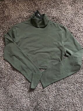 Express Olive Green Turtleneck Crop Top